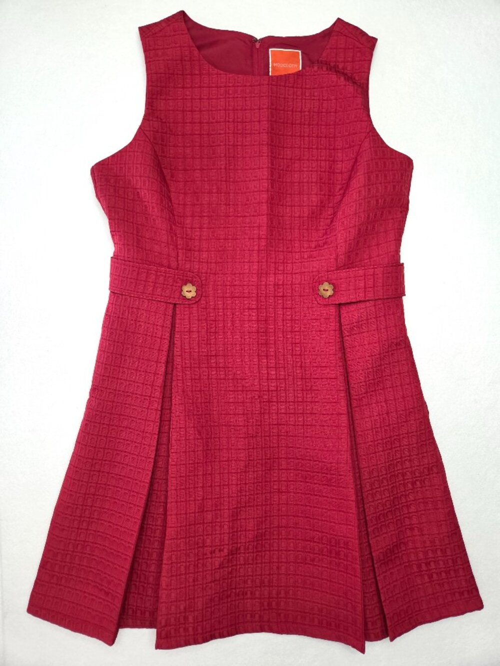 ModCloth Women’s XL Red Textured Fit & Flare Sleeveless Retro Dress